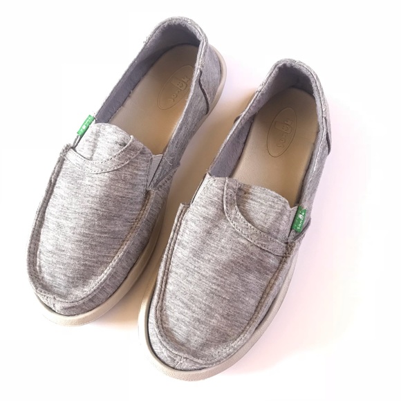 Sanuk Shoes - Sanuk Gray Fabric Slip On Shoes, Size 7